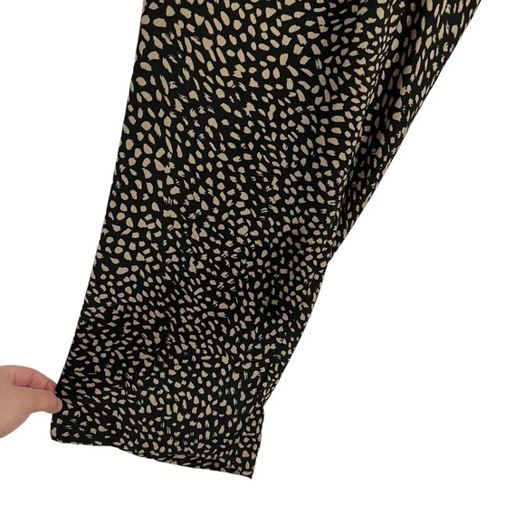 Catherines Lightweight Pants 1X Tan and Black Spotted Elastic Waist Pockets Thin - Picture 4 of 6